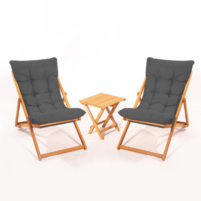 Hanah Home Conjunto de Mesa y Sillas de Jardín de Madera de Haya, Gris y Natural Hanah Home Conjunto de Mesa y Sillas de Jardín de Madera de Haya, Gris y Natural